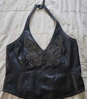 Harley-Davidson Black Studded Halter Top